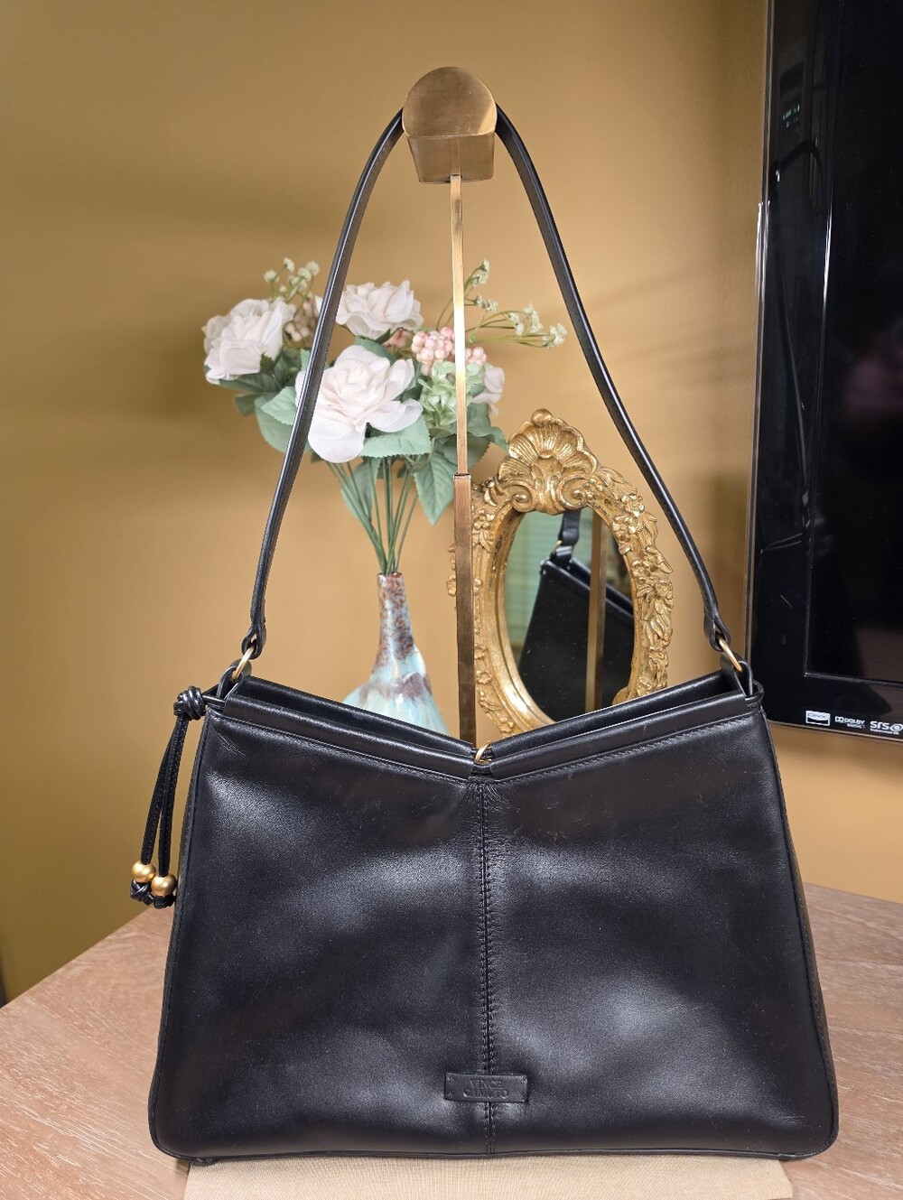 Vince Camuto Maire Leather Shoulder Bag w/ Gold Medallion GUC (Retail $198) - Picture 2 of 9